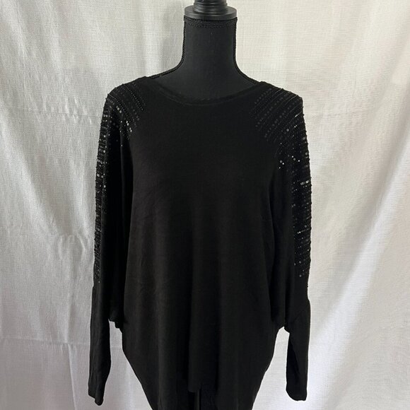 White House Black Market V-Neck Sequin Shoulder Sweater Medium - 0131 - Picture 3 of 6